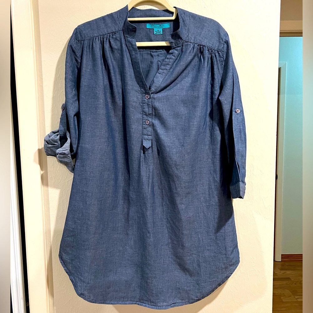 Turquoise Haven light chambray dress. Lined. Size M. Excellent condition